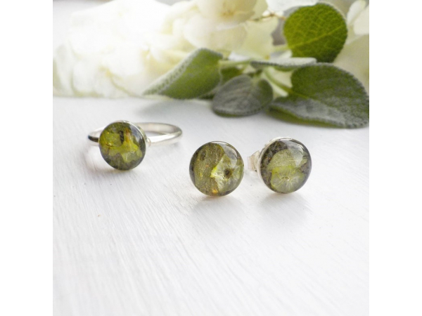 dried herb earrings and ring