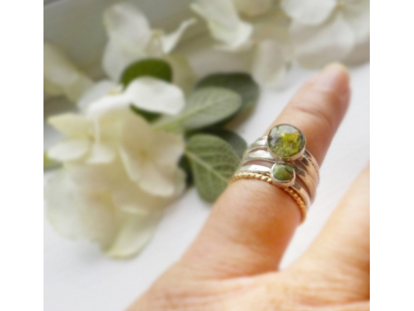 Sage and Thyme Herbal Ring with Stacking Rings
