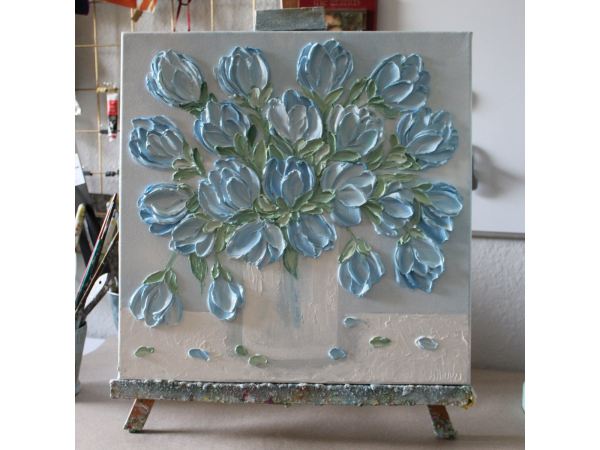 Tulip Floral Oil Painting, Impasto Oil Painting