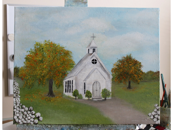 old church fall painting