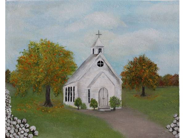 grace and fall cotton church painting