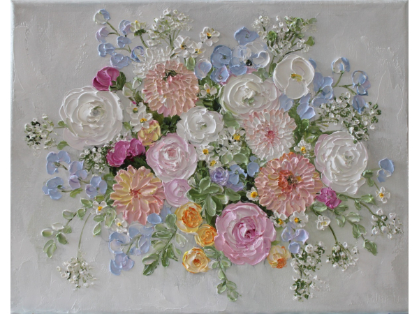 Bridal Bouquet Painting.,Oil Impasto painting