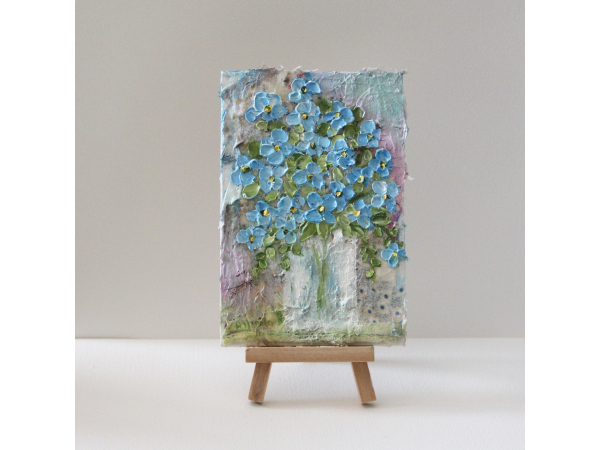 Mixed Media Oil "Forget Me Not " Painting