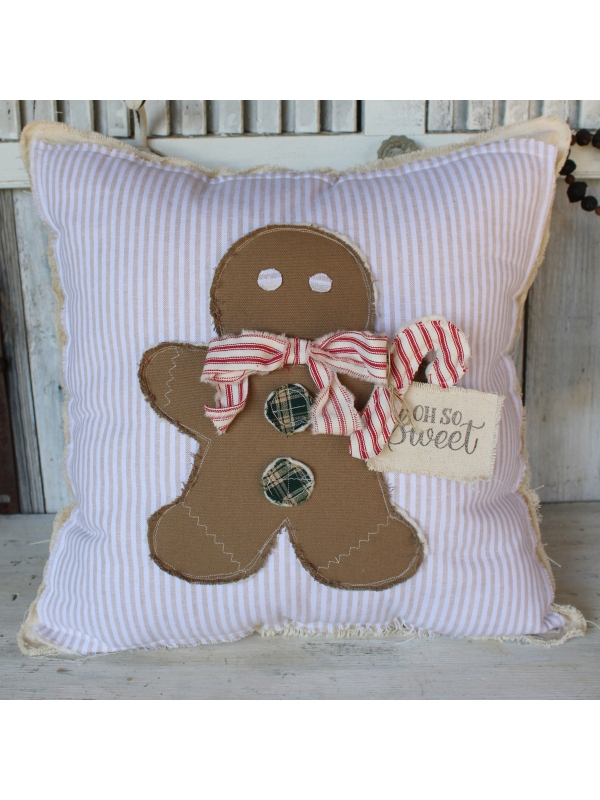 Gingerbread man farmhouse pillow