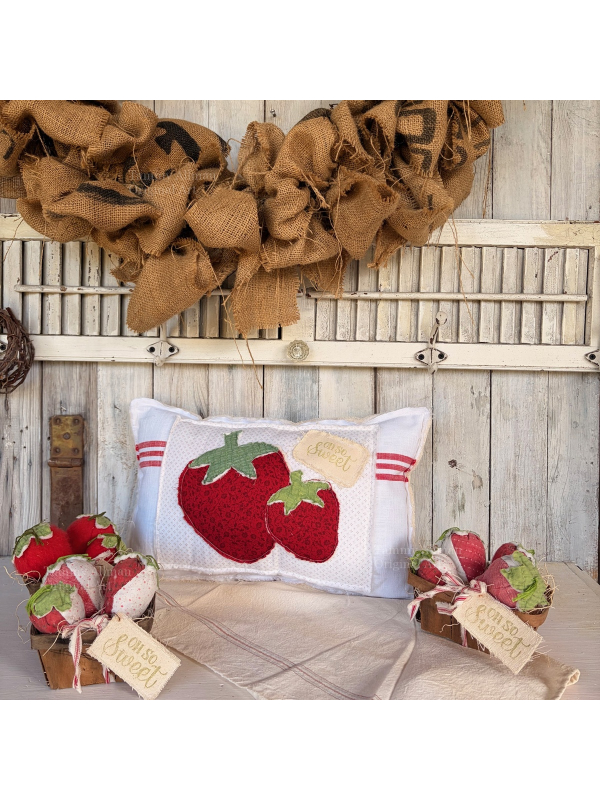 strawberry farmhouse throw pillow