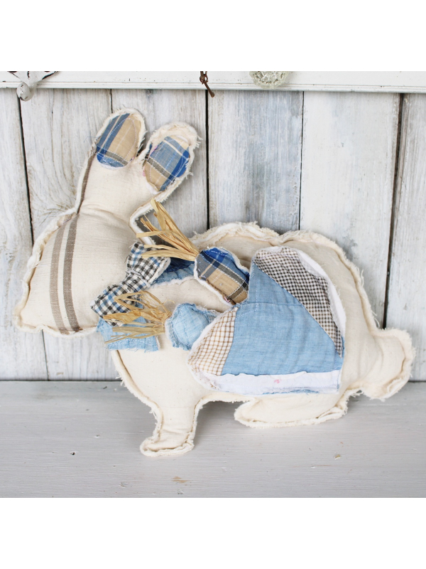 Antique Quilt Feed Sack Bunny Rabbit/ Vintage/ Farmhouse Decor