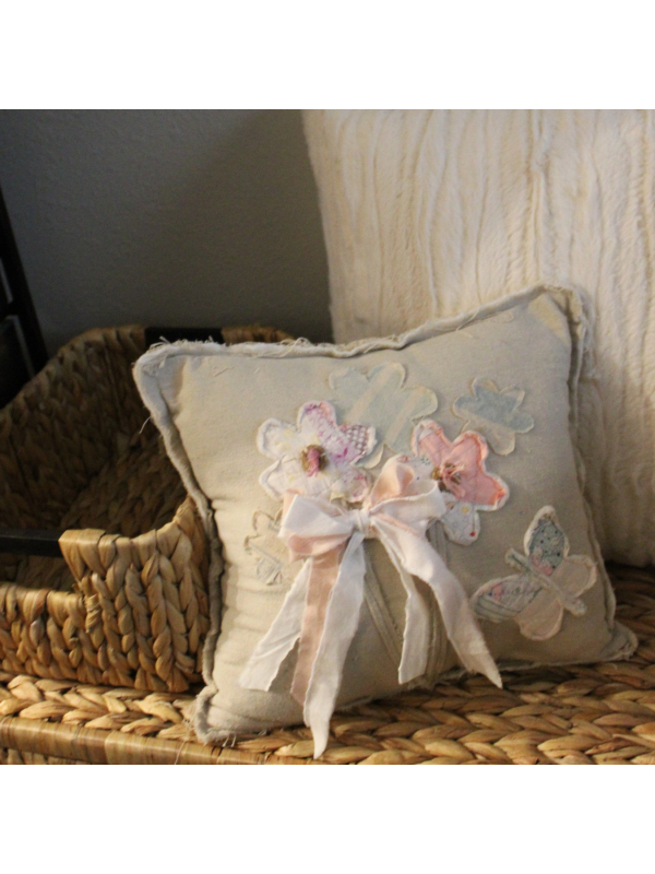 spring flower farmhouse pillow