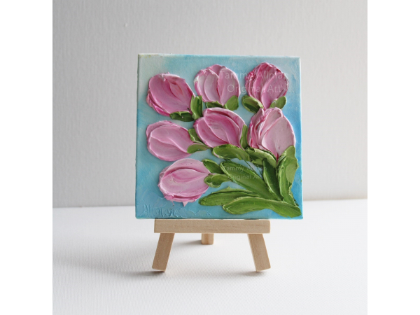Tulip oil impasto easel painting