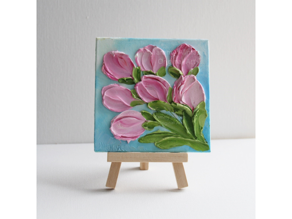 Tulip oil impasto easel painting
