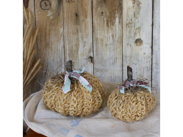 Handmade crocheted pumpkins