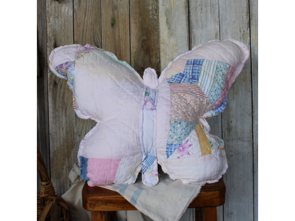 Butterfly vintage quilt pillow