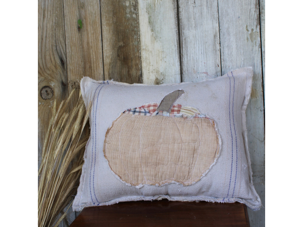 antique quilt  pumpkin pillow, farmhouse pillow