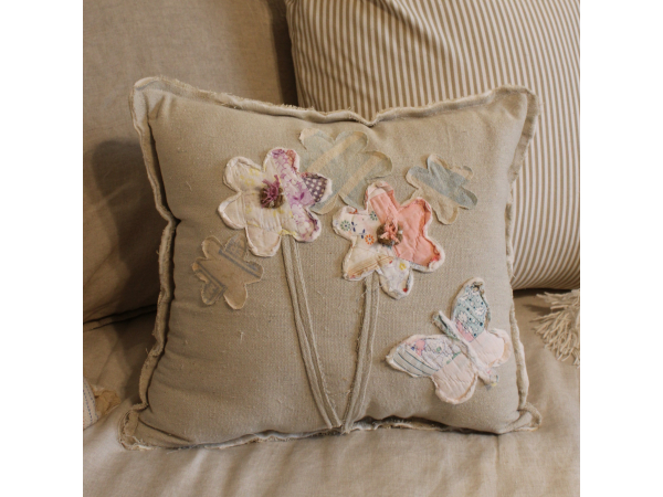 Garden Butterfly and Flower Decorative Pillow