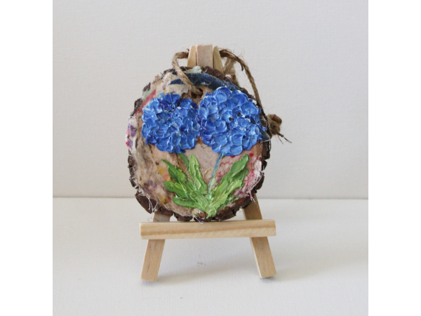 Miniature hydrangea  painting, oil impasto flower painting