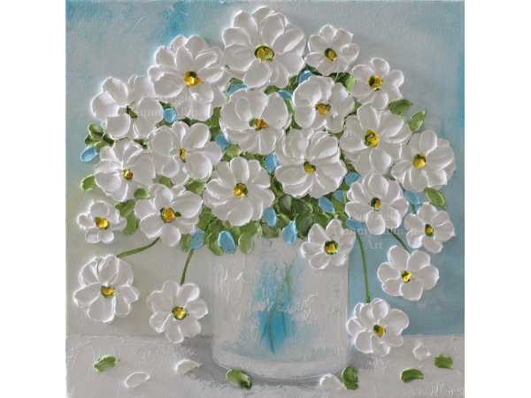 Daisy Original Painting, Square Canvas