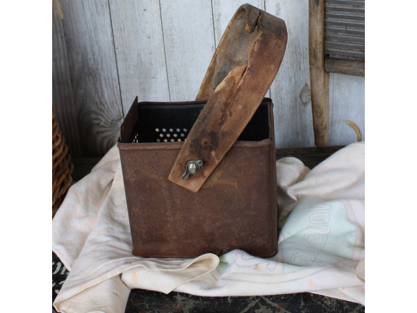 wooden handle metal basket