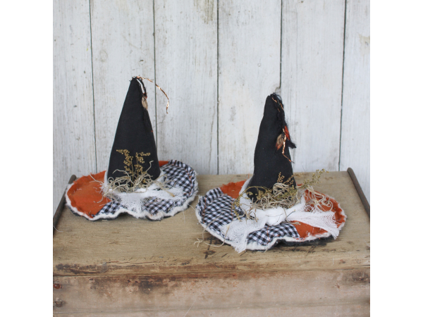 Gingham, Black, and orange witches hat