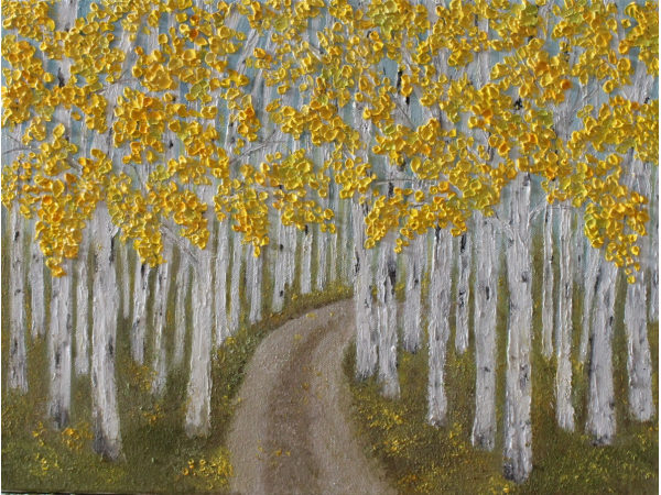 Aspen Birch Oil Impasto Painting