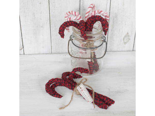 Handmade Buffalo Plaid and Wire Candy Canes