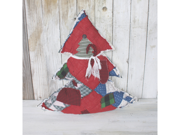 Vintage Quilt Christmas tree pillow