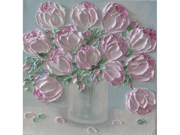 Pale Pink Peonies Oil Painting
