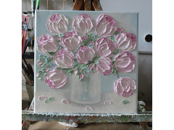 pastel pink peony painting