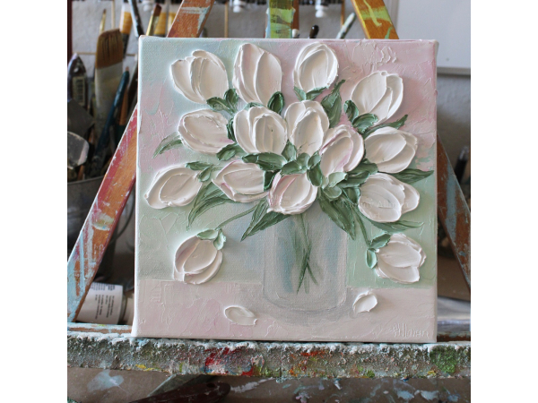 pastel tulip oil painting