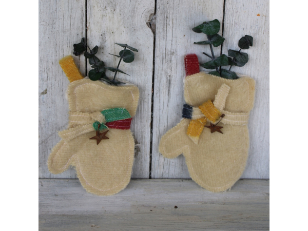 Wool Mitten Ornaments, Peg Rack Ornaments