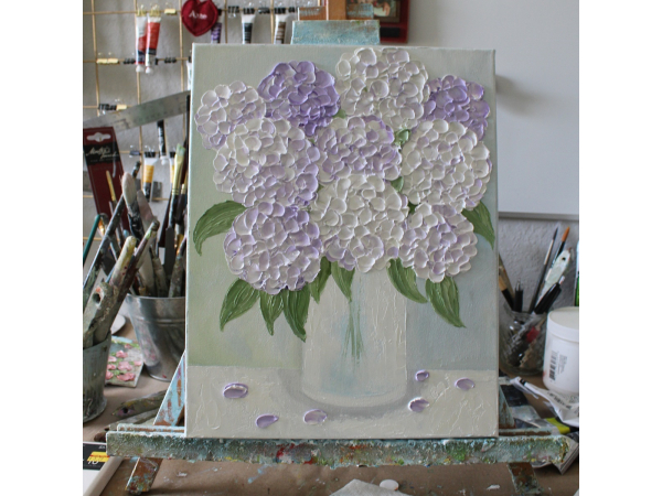 Lavender and White Hydrangeas , hydrangea painting