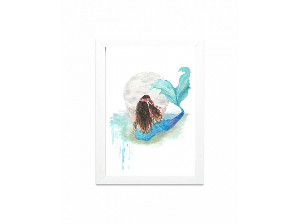 mermaid watercolor, mermaid wall  art