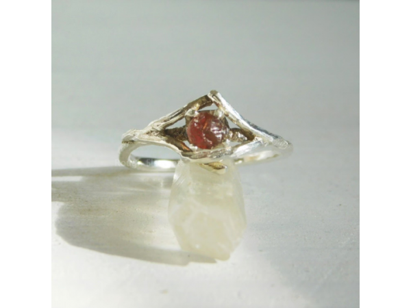 Ruby and fine silver ring