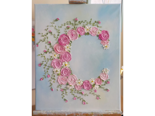 Whimsical Oil Impasto Initial Painting