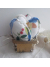 Vintage Embroidery Linen Fabric Eggs in Vintage Berry Basket