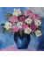 Navy vase and flowers oil painting