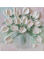white tulips in a vase oil painting