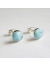 Larimar Stone Cabochon Fine Silver Studs , Beach Earrings, Dolphin Stone