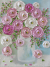 pink ,white, and  apricot ranunculus oil impasto painting