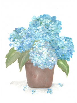 Aqua Blue Hydrangea Watercolor