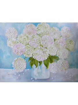 Pastel Hydrangea oil Imapasto painting