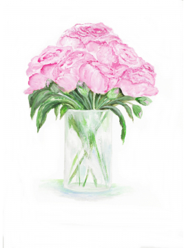 Pink Peonies Original Watercolor print