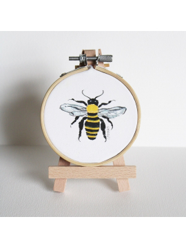 Honey Bee Hoop Canvas Watercolor on Canvas Panel, Bee Painting and Easel