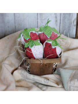 Vintage Tattered Quilt Strawberry's in a Vintage Fruit Basket