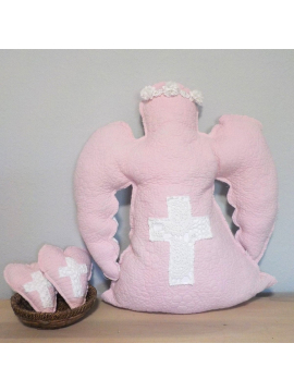 Vintage Quilt Guardian Angel Cross Pillow