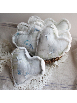 Set of Three Vintage Quilted Hanging Heart,