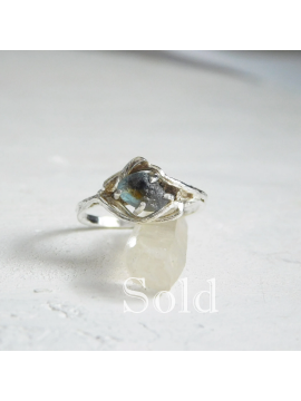 blue sapphire rough raw stone ring, sold