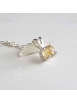 Bicolor Sapphire raw stone necklace