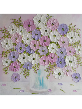 Pastel Wildflower Oil Impasto Painting