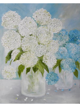 Double Vase Hydrangea Fine Art Painting by artist Tammy Allman