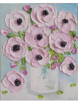 Pale Pink Anemone Painting