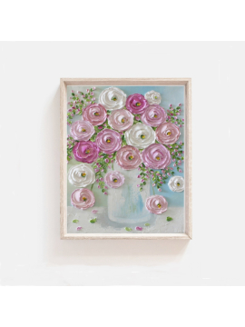 pink and white Ranunculus painting